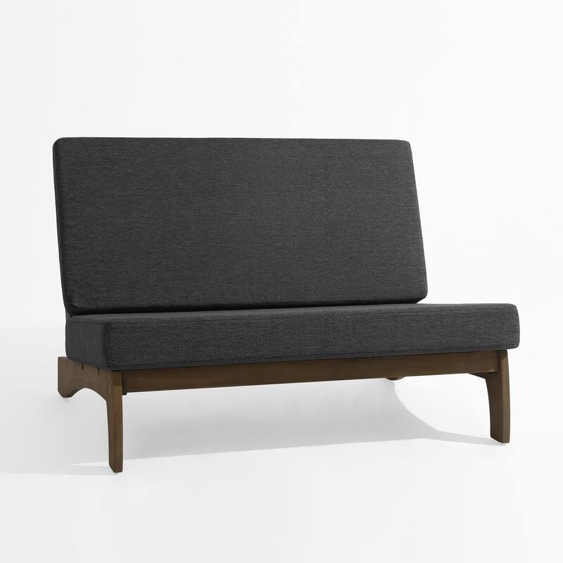 2-Piece Outdoor Teak Wood Loveseat Patio Set with Side Table