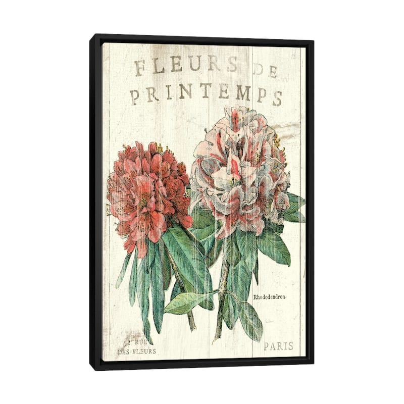 iCanvas "Fleur de Printemps " by Sue Schlabach Framed Canvas Print - Black - 40x26