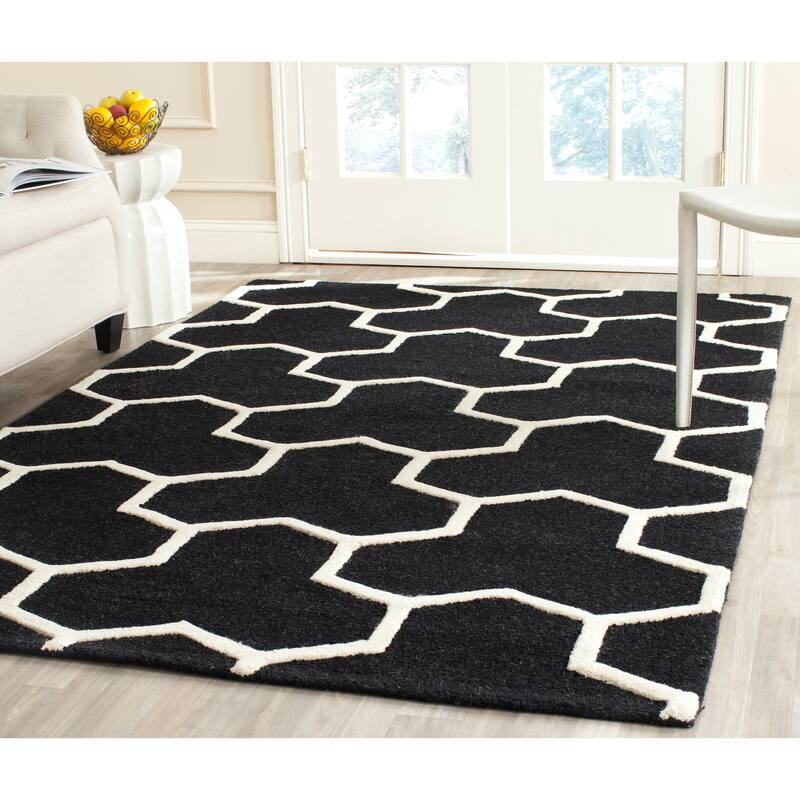 SAFAVIEH Handmade Cambridge Nevila Modern Moroccan Wool Rug - 9' x 12' - Black/Ivory