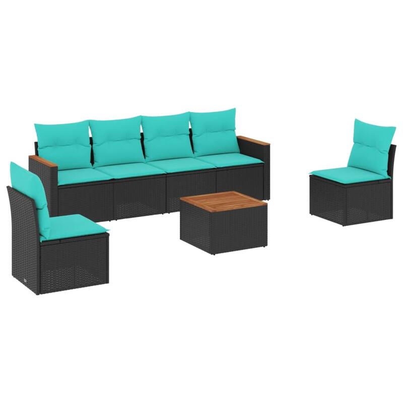 vidaXL Patio Sofa Set with Cushions Outdoor Conversation Furniture Poly Rattan - 21.7x 24.4x 27.2
