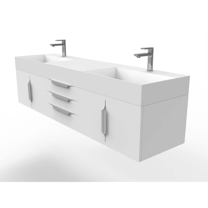 Amazon 72" Wall Mounted Bathroom Vanity Set w/ White Top