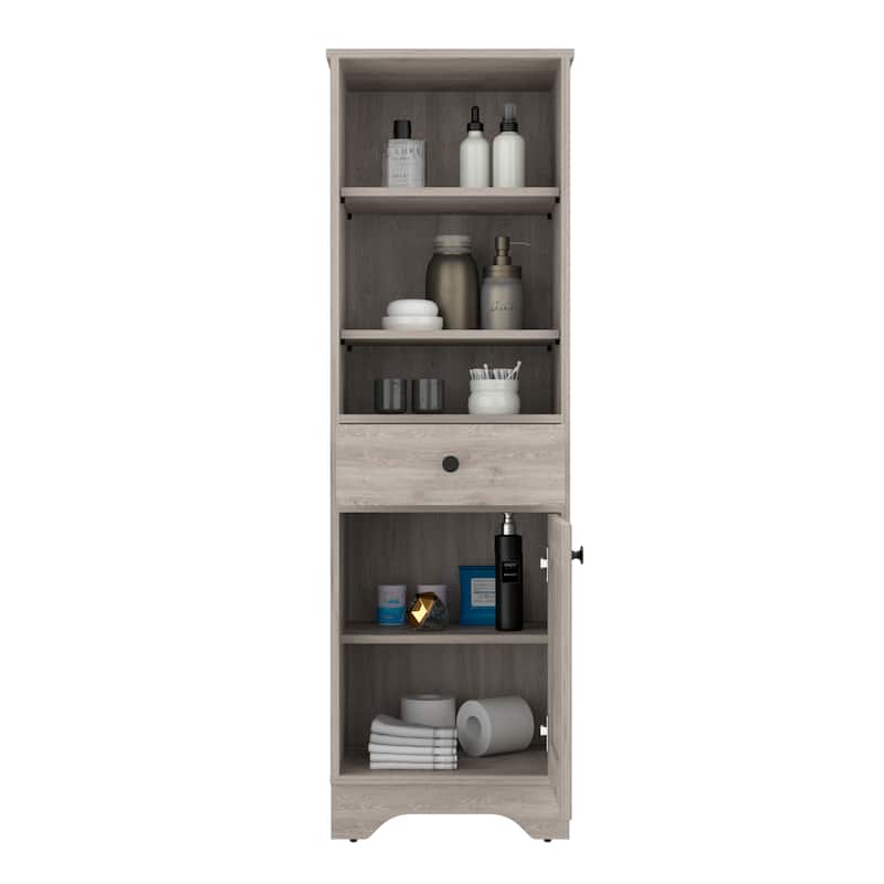Bathroom Floor Cabinet,Two Interior Shelves,Two Open Shelves,Single Door,for Bathroom,Kitchen,Living Room