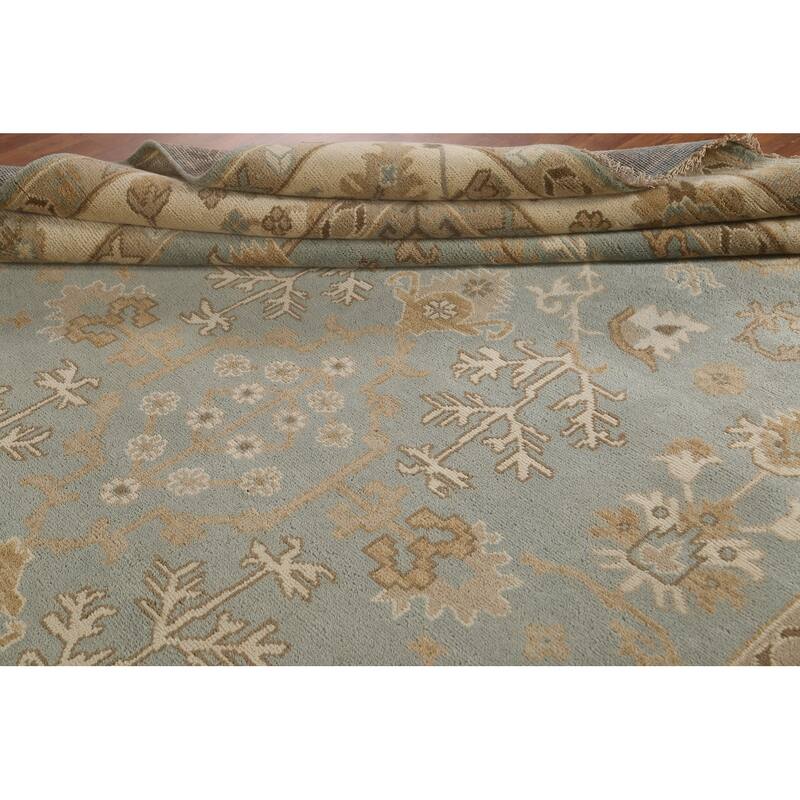 Earth Tone Oushak Indian Area Rug Handmade Wool Carpet - 9'3"x 11'10"