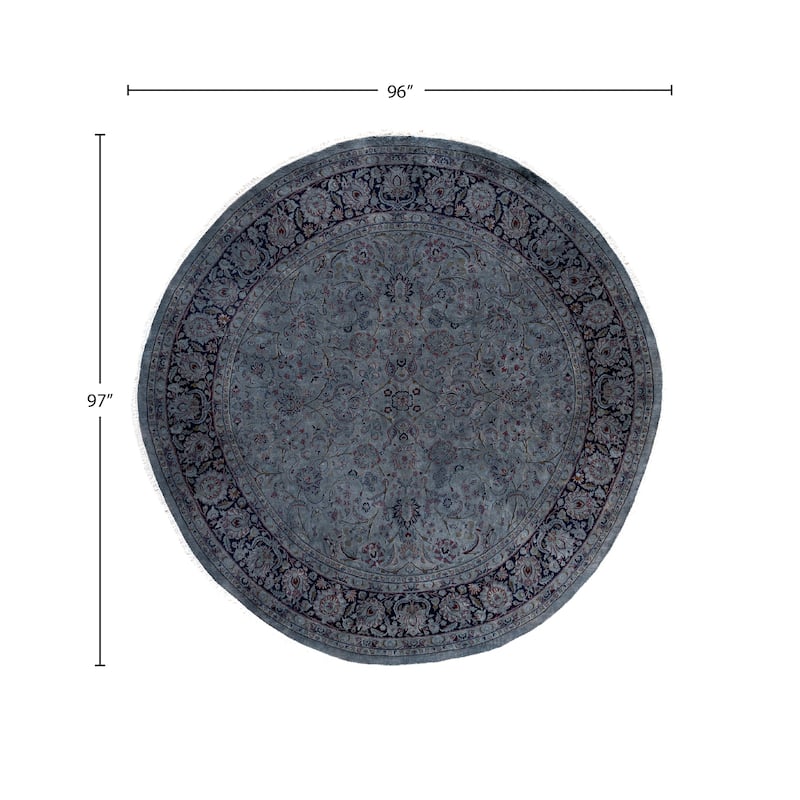 Overdyed One-of-a-Kind Hand-Knotted Round Area Rug - Gray - 8' 0" x 8' 1"
