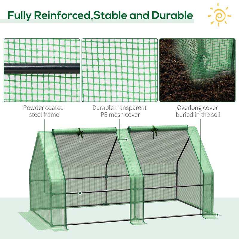 6' x 3' x 3' Portable Mini Greenhouse Outdoor Garden with Large Zipper Doors and Water/UV PE Cover