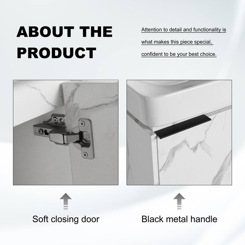 ARTCHIRLY 16/20/24/30/36 Inch Bathroom Vanity With Sink, Floating Bathroom Vanity With Soft Close Door