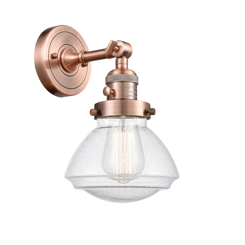 Innovations Lighting Olean 8" Tall Bathroom Sconce - Antique Copper / Seedy