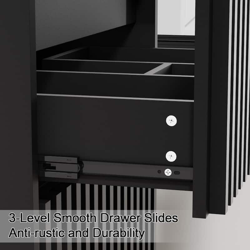 Wall Mounted Bathroom Vanity Set Mid-Century Storage Cabinet with Ceramic Sink