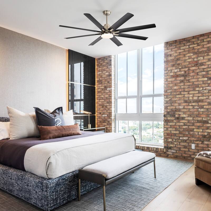 52" Reversible DC Motor Ceiling Fan with Remote/APP Control Dimmable 3-color Temperature, 8 ABS Blades Ceiling Fan Chandelier
