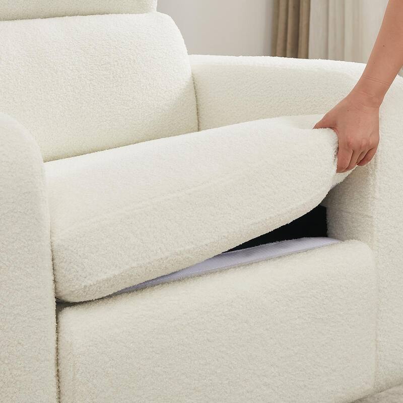 Swivel Manual Recliner Chair Teddy Fabric Nursery Glider Rocking Recliner Set of 2