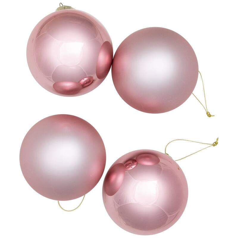 2-Finish Glass Christmas Ball Ornaments - 4" (100mm) - Rose Gold - 4ct