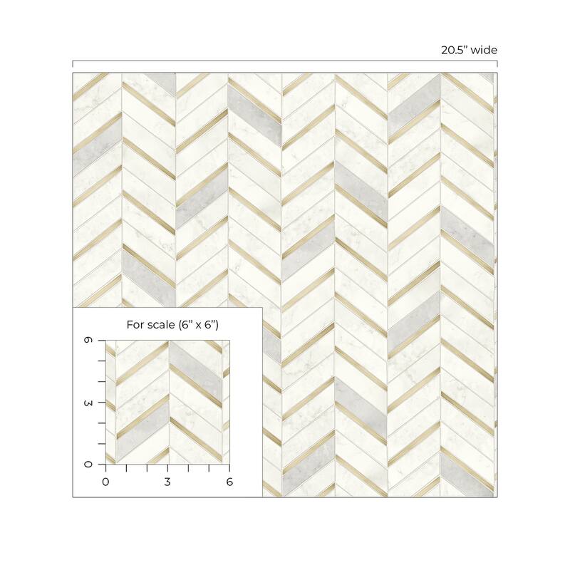 Seabrook Designs Chevron Faux Tile Prepasted Wallpaper - 20.5 in. W x 33 ft. L