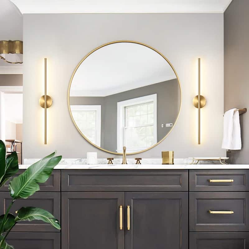 1-Light Modern Linear Aluminum Dimmable Integrated LED 3000K Warm Light Bathroom Vanity Lights for Mirror