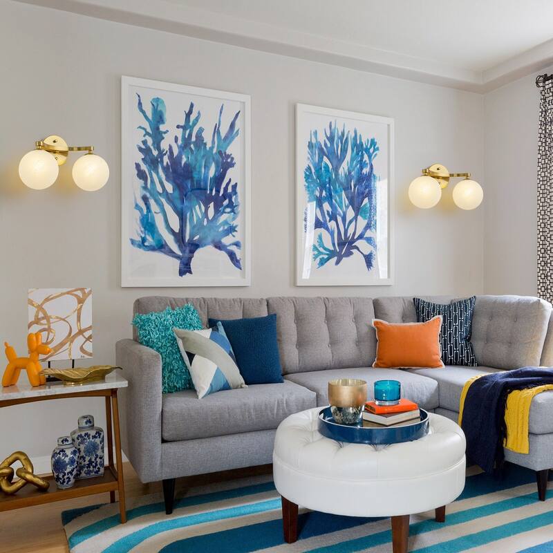 Modern Vanity Light with Frosted Seeded Glass Globes for Bathroom