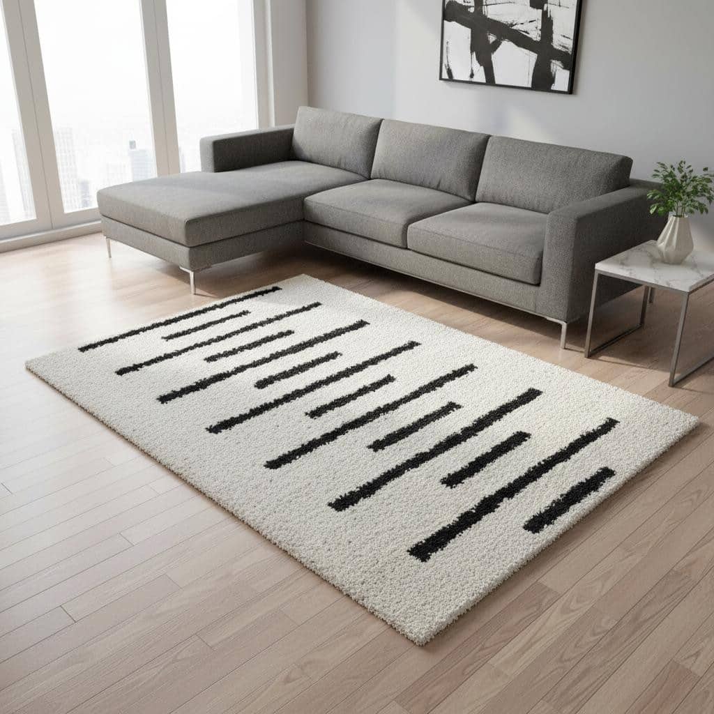 HomeRoots Striped Modern Rectangle Area Rug - 8' X 11'