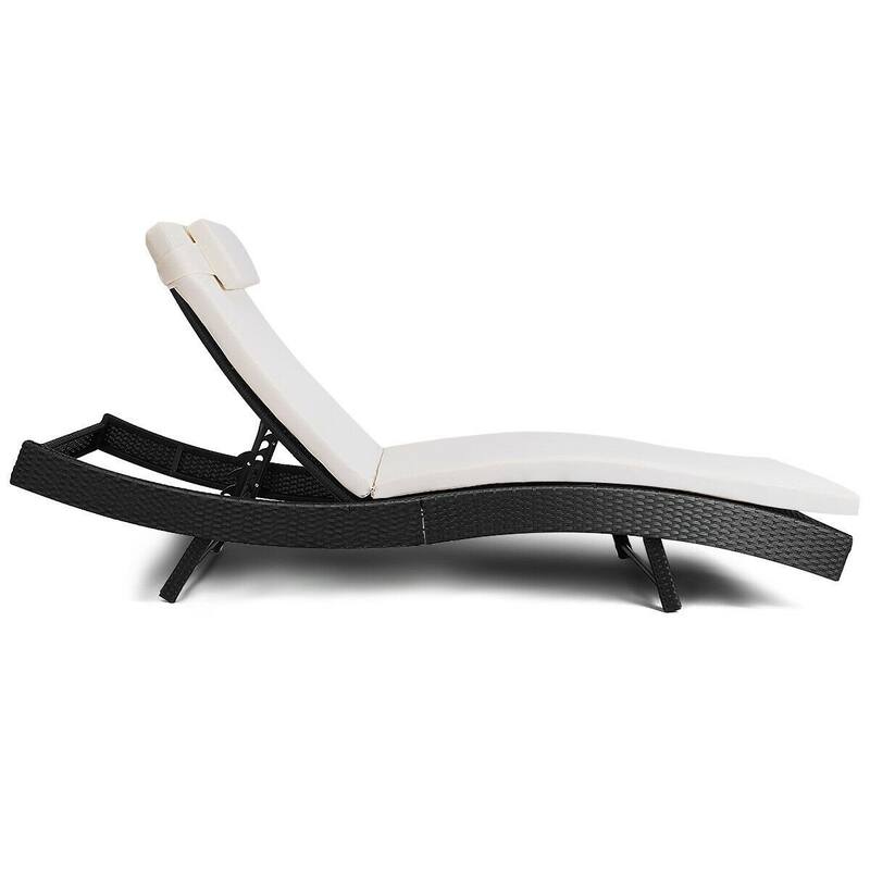 Outdoor Rattan Chaise Lounge Chair - 84.5" x 27.5" x 12.5" (L x W x H)