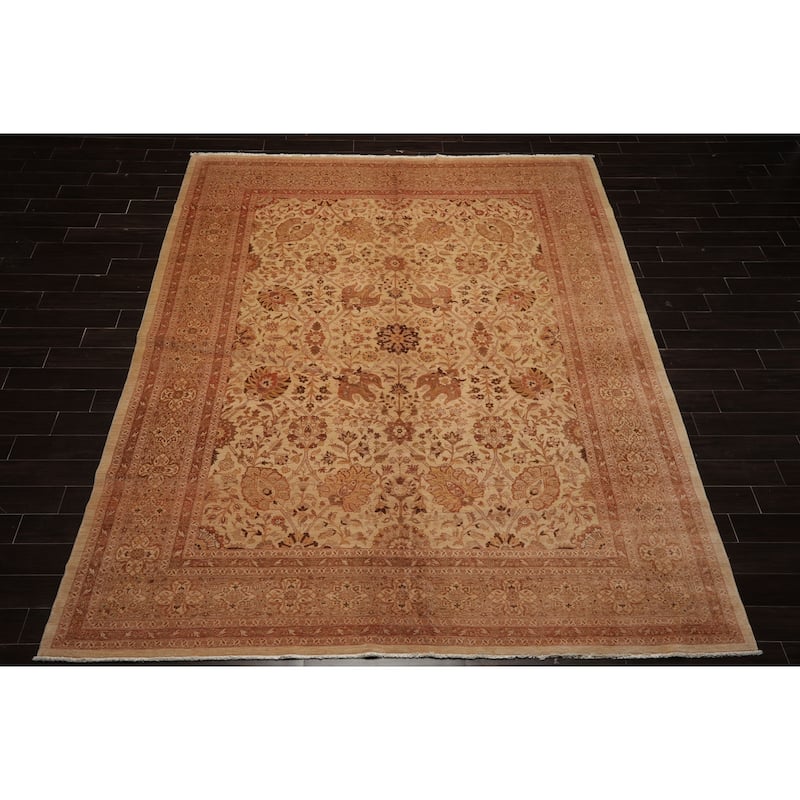 8'9''x11'8'' Traditional 250 KPSI Hand Knotted Beige Wool Area Rug - 8' 9'' x 11' 8''