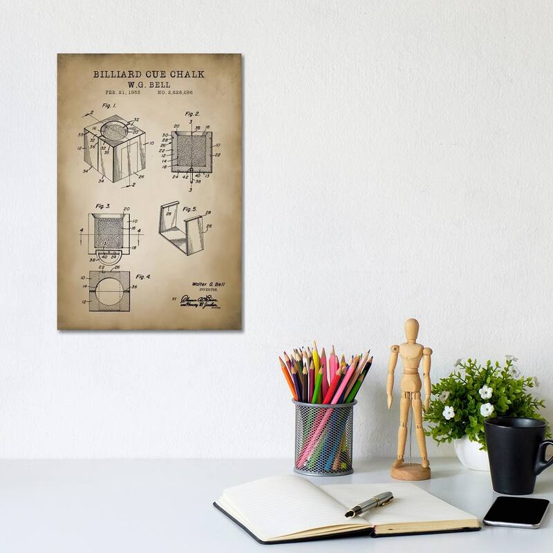 iCanvas "Billiard VII" by PatentPrintStore Canvas Print - 12x8x0.75