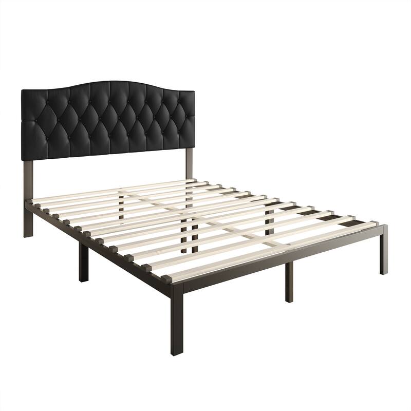 CraftPorch Classic Linen Button Tufted Upholstered Platform Bed