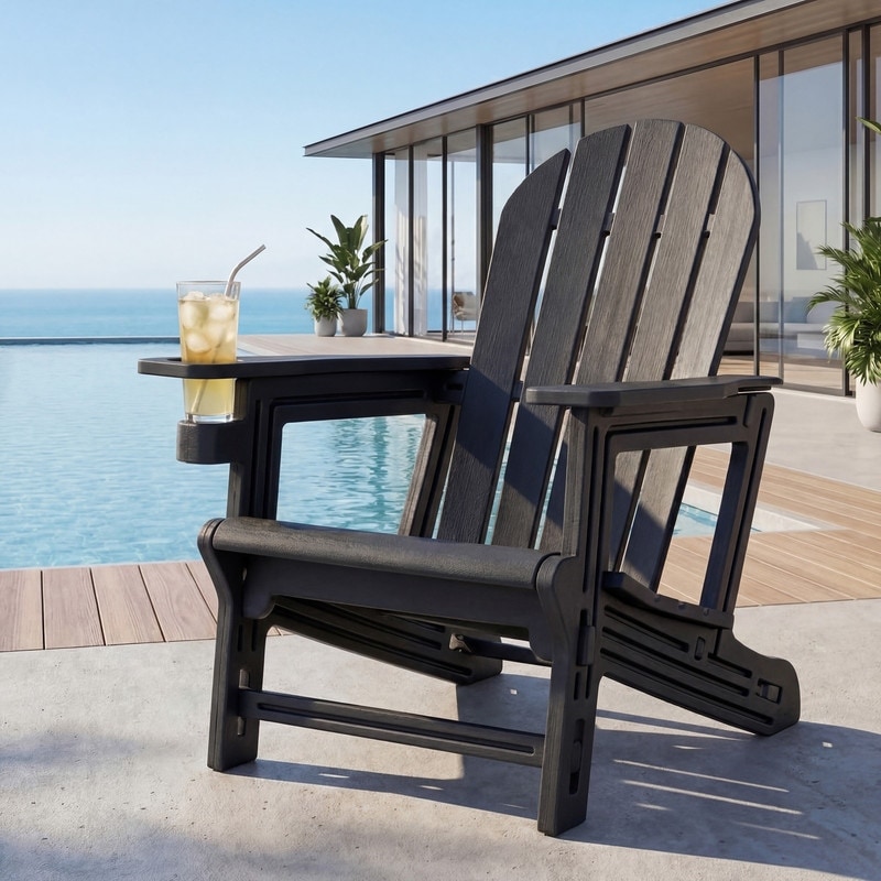 COSIEST HDPE Adirondack chair, Outdoor Weather Resistant Patio Chair with Cup Holder, 330LBS Capacity