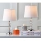 preview thumbnail 1 of 5, SAFAVIEH Lighting 15-inch Derry White Shade Stacked Crystal Orb Table Lamp (Set of 2) - 9"W x 9"D x 15"H