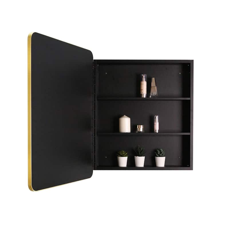 Modern Gold Wall Mount Bathroom Mirror Medicine Cabinet