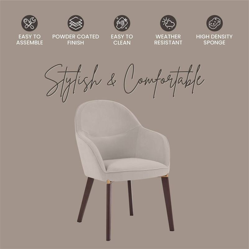 Elias Dining Chair Upholstered in Leather Velvet and Powder Coated Legs Set of 2