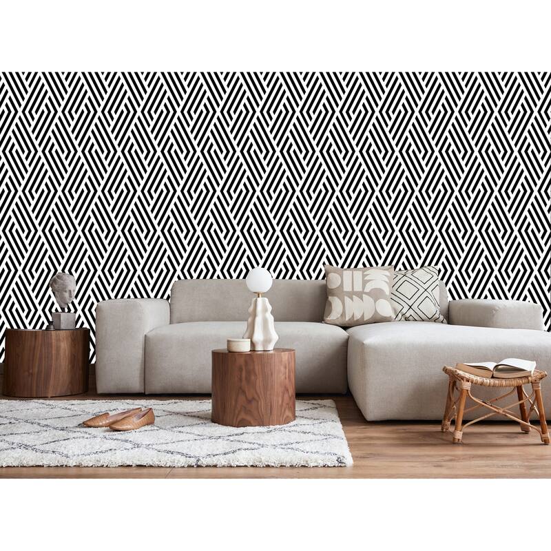 Black and White Stripes Peel and Stick Wallpaper - 24'' W x 10' L