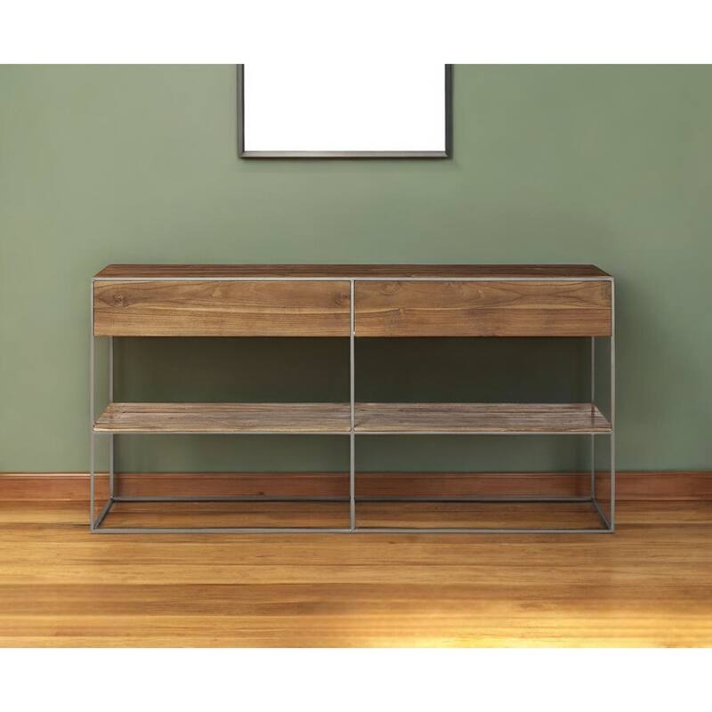 HomeRoots 63" Brown Solid Wood Two Drawer Sideboard - 15' X '30.7' X '63 - 15' X '30.7' X '63