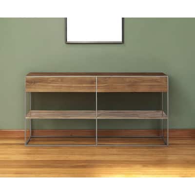 HomeRoots 63" Brown Solid Wood Two Drawer Sideboard - 15' X '30.7' X '63
