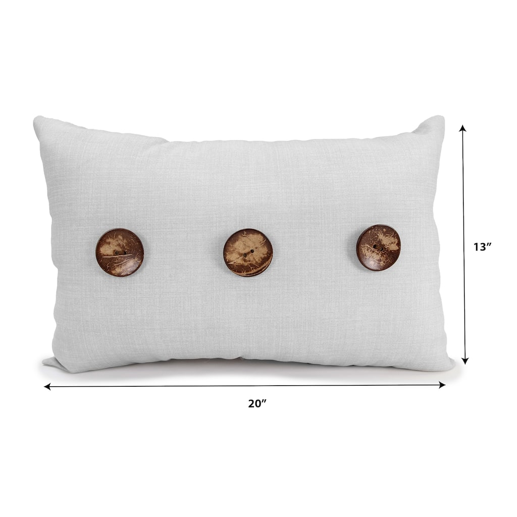 20" x 13" Outdoor Lumbar Pillow with Buttons - Set of 2 - 13'' L x 20'' W x 6'' H