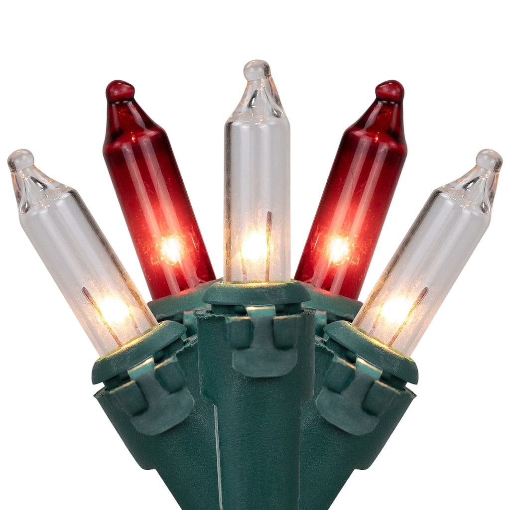 100ct Red and Clear Mini String Christmas Light Set 20.25ft Green Wire - 20.25'