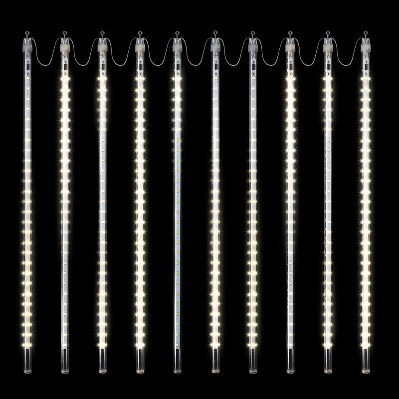 Alpine Corporation 108"L Hanging Icicle Outdoor Lights with Chasing Warm White LED Lights