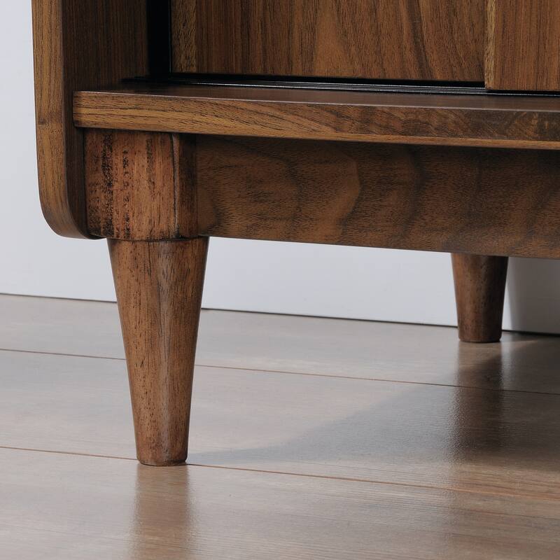 Engineered Wood Mid-Century Modern Wide Bookcase with Storage, Brown - 29.92"W x 15.59"D x 70.39"H