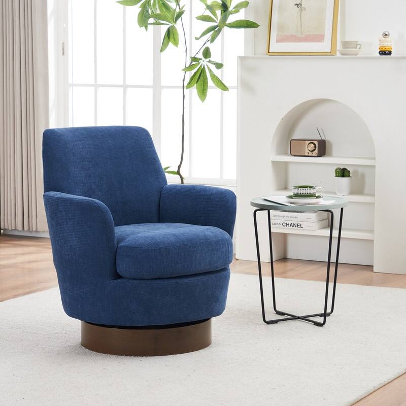 Sofa and Comfortable Swivel Barrel Chair with Gold Stainless Steel Base 