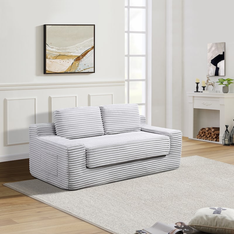 GDFStudio - Corduroy 2-Seater 71" Cloud Double Convertible Sofa Bed