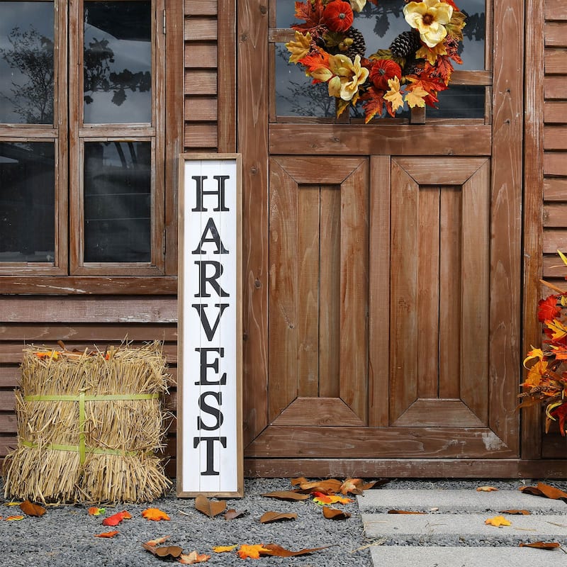 Glitzhome Thanksgiving Wooden Scarecrow Porch Sign Decor