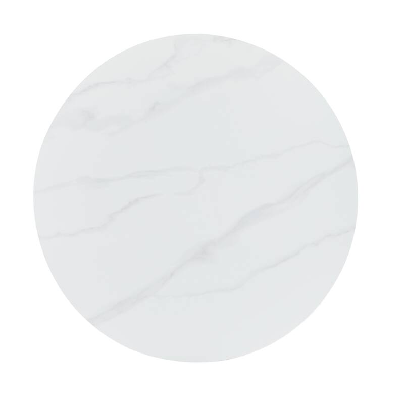 Christopher Knight Home - Modern Sintered Stone Round Dining Table with Forged Brass Metal Legs