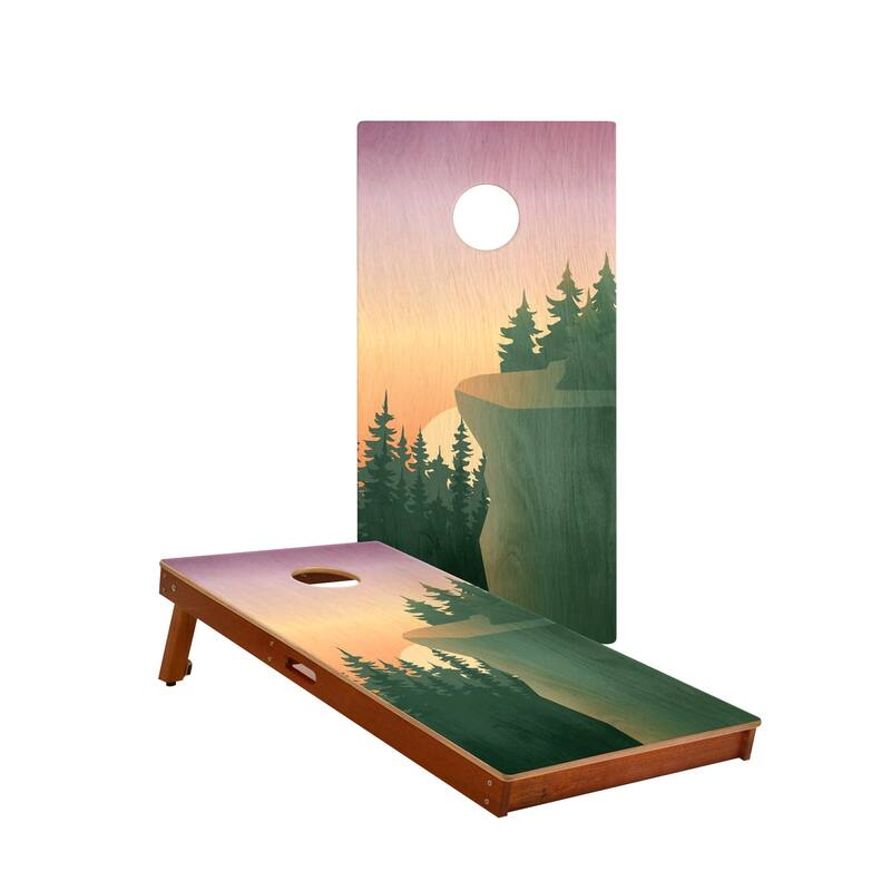 Cliff View National Park Solid Mahogany All-Weather Cornhole Boards - Resin Bags - Add Carrying Case
