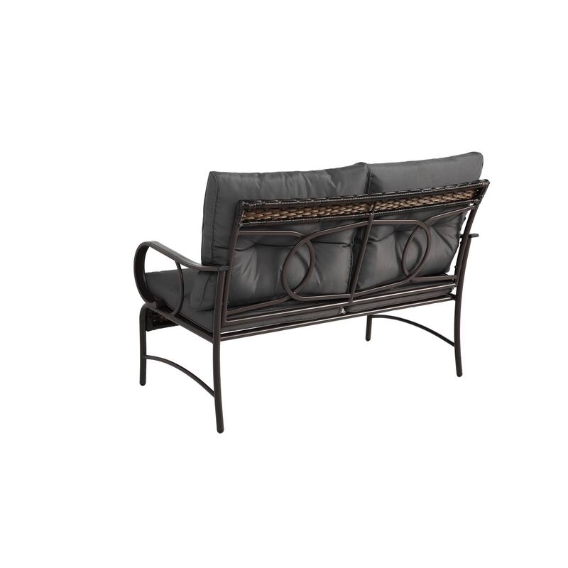 Classic Patio Sofa Wicker Conversation Set Rattan Sofa Chair wTable