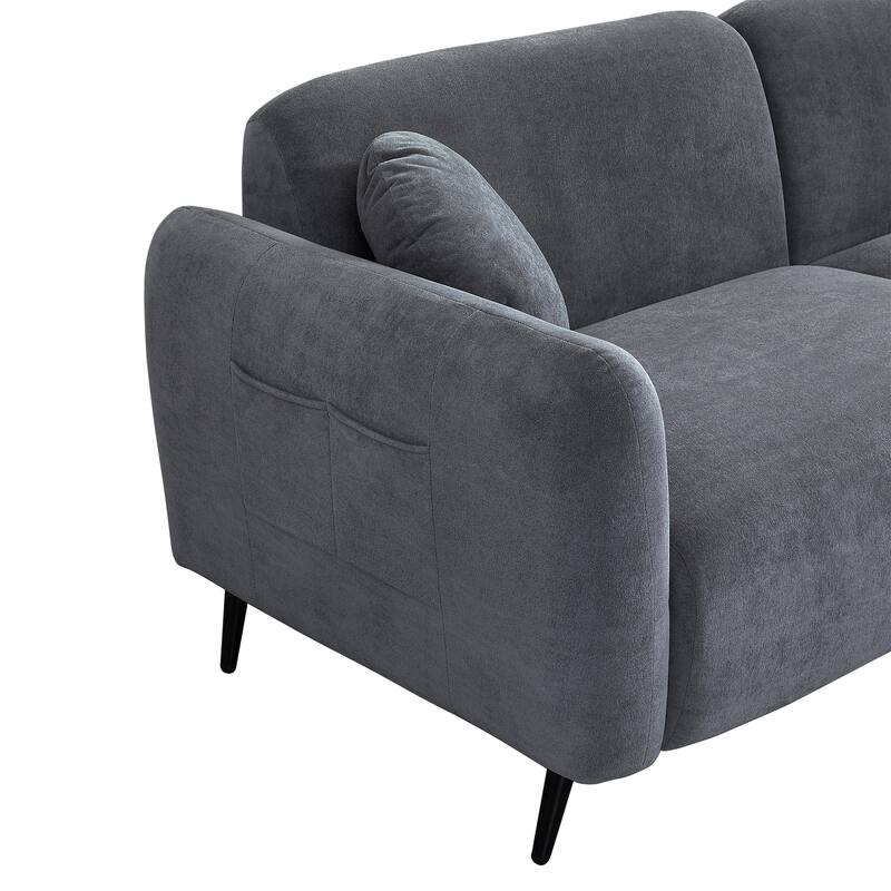 83.9" Chenille Sofa with Storage Pockets, 2-3 Seat Couch for Apartment or Living Room