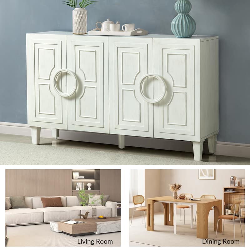 Connie 58" Contemporary Sideboard Buffet with Round Solid Wood Door Handles by HULALA HOME