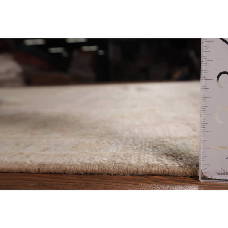 Beige Oushak Turkish Area Rug Hand-Knotted Transitional Wool Carpet - 8'3"x 9'8"