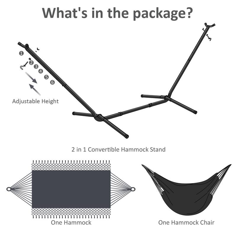 10.7 ft. 2-Person Brazilian-Style hammock with Stand - Convertible