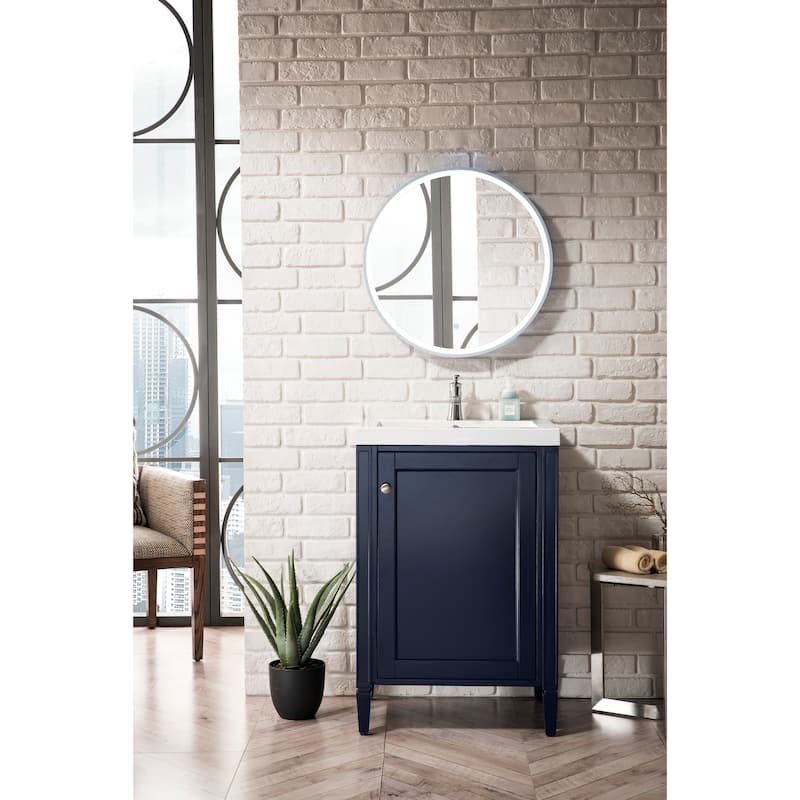 James Martin Vanities Britannia 24" Single Vanity Cabinet, w/Glossy White Composite Stone Countertop