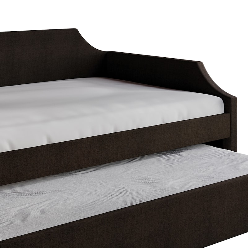 CraftPorch Elegance Linen Upholstered Twin Size Daybed with Trundle