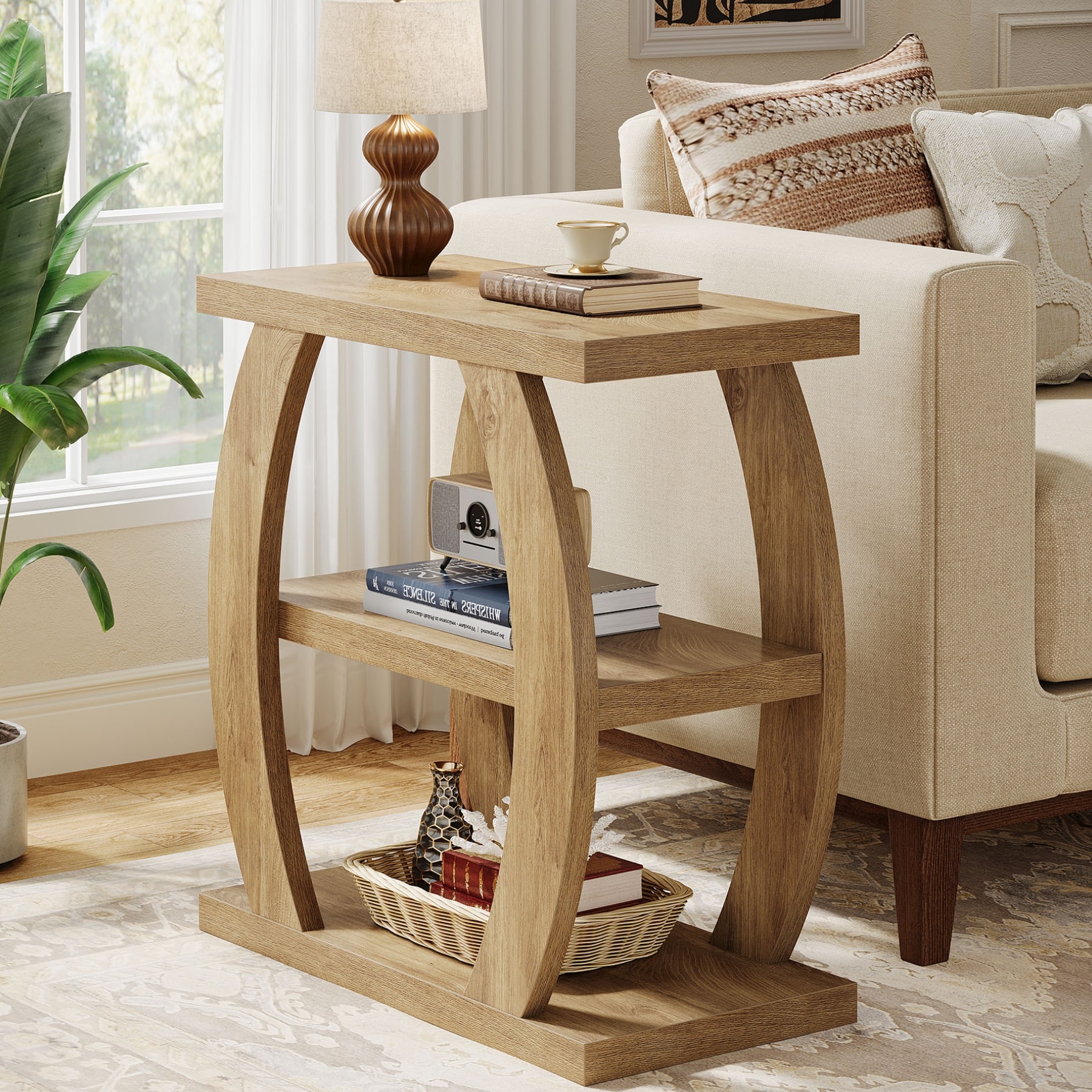 3 Tier Wood End Table for Living Room