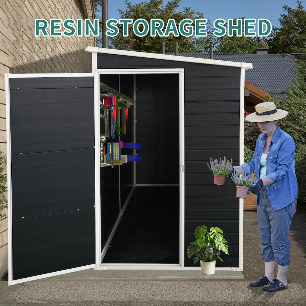 Rust-proof Resin Outdoor Garden Shed with Lockable Door Storage Shed, UV-Protected, Waterproof Tool Shed