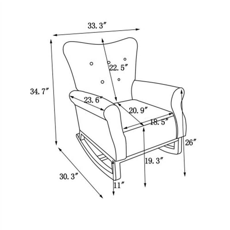 Rocking Chair for Nursery, Upholstered High-Back Accent Arm Chair, Comfortable Rocker Fabric Padded Seat