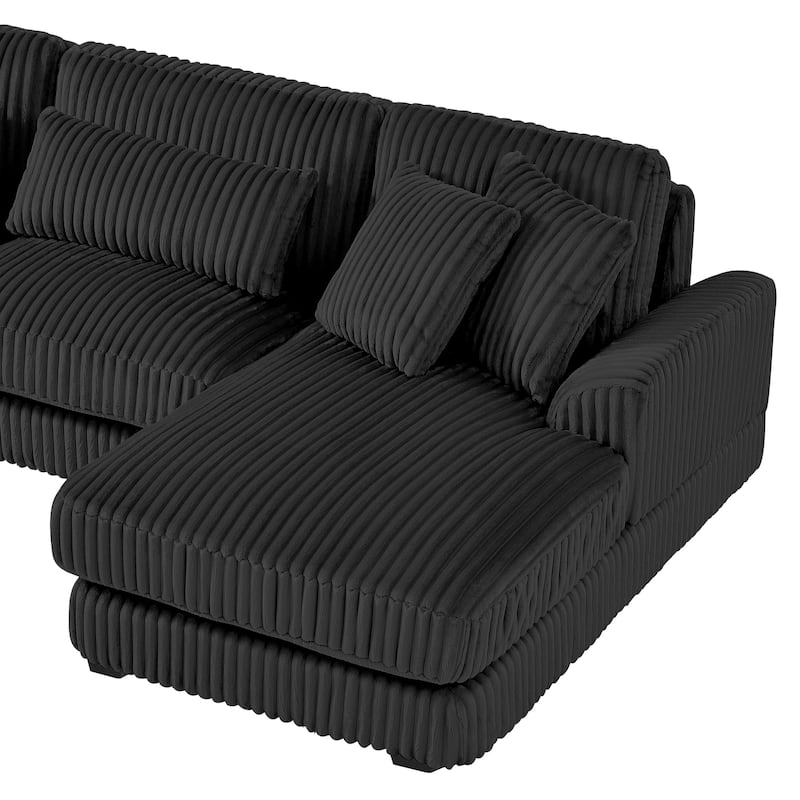 Oversized Corduroy Sectional Sofa with a Chaise